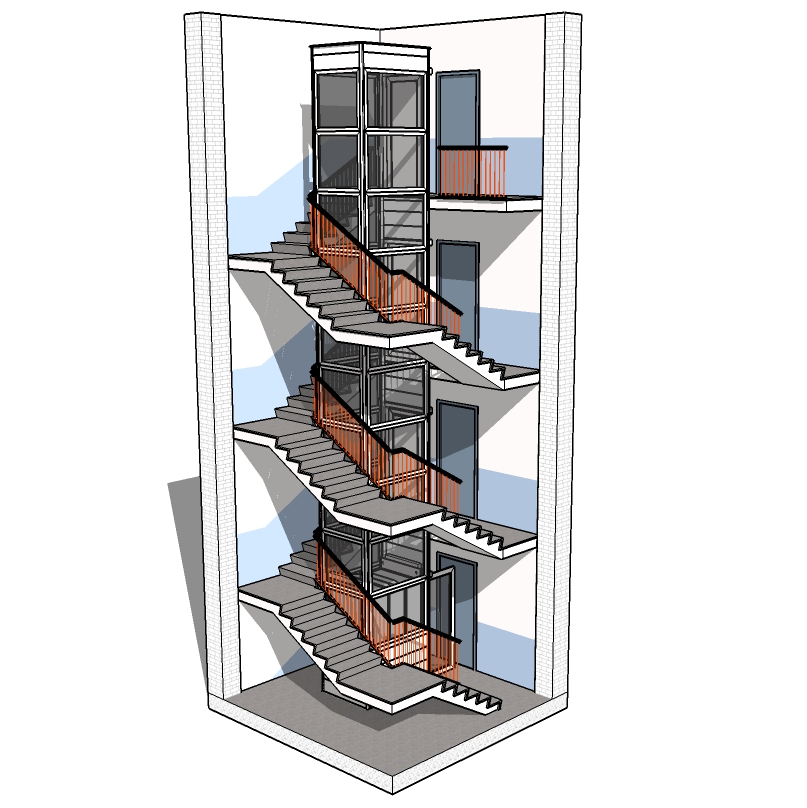 Hovedtrappe elevator illustration | HYDRO-CON A/S